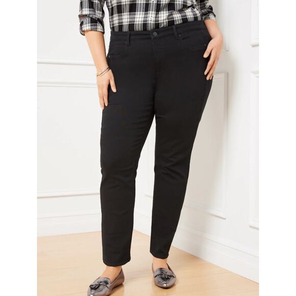 Talbots Straight Leg Jeans 12 31 Black High Rise Capsule Minimalist Stretch - Picture 1 of 6